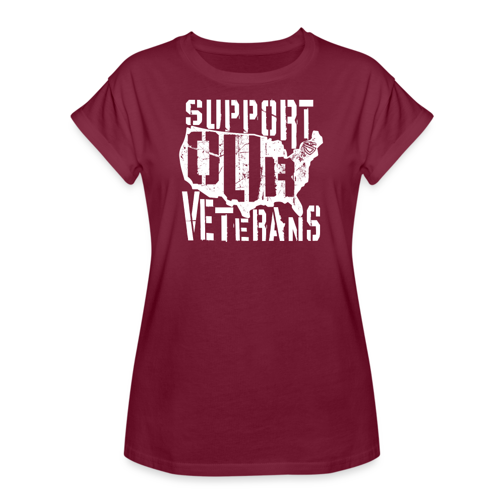 Women’s Support Our Veterans Tee - burgundy