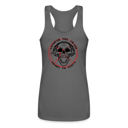 Women’s Conquer the Chaos Racerback Tank - charcoal
