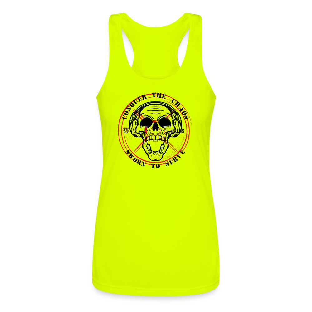 Women’s Conquer the Chaos Racerback Tank - neon yellow